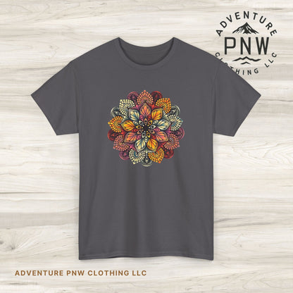 Mandala Floral Printed T Shirt, Women Casual Outdoorsy Tee for Glamping & Hiking, Adventure Shirt, Boho Style Top