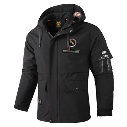 Waterproof Hooded Outdoor Coat with Dimensional Patch Pockets