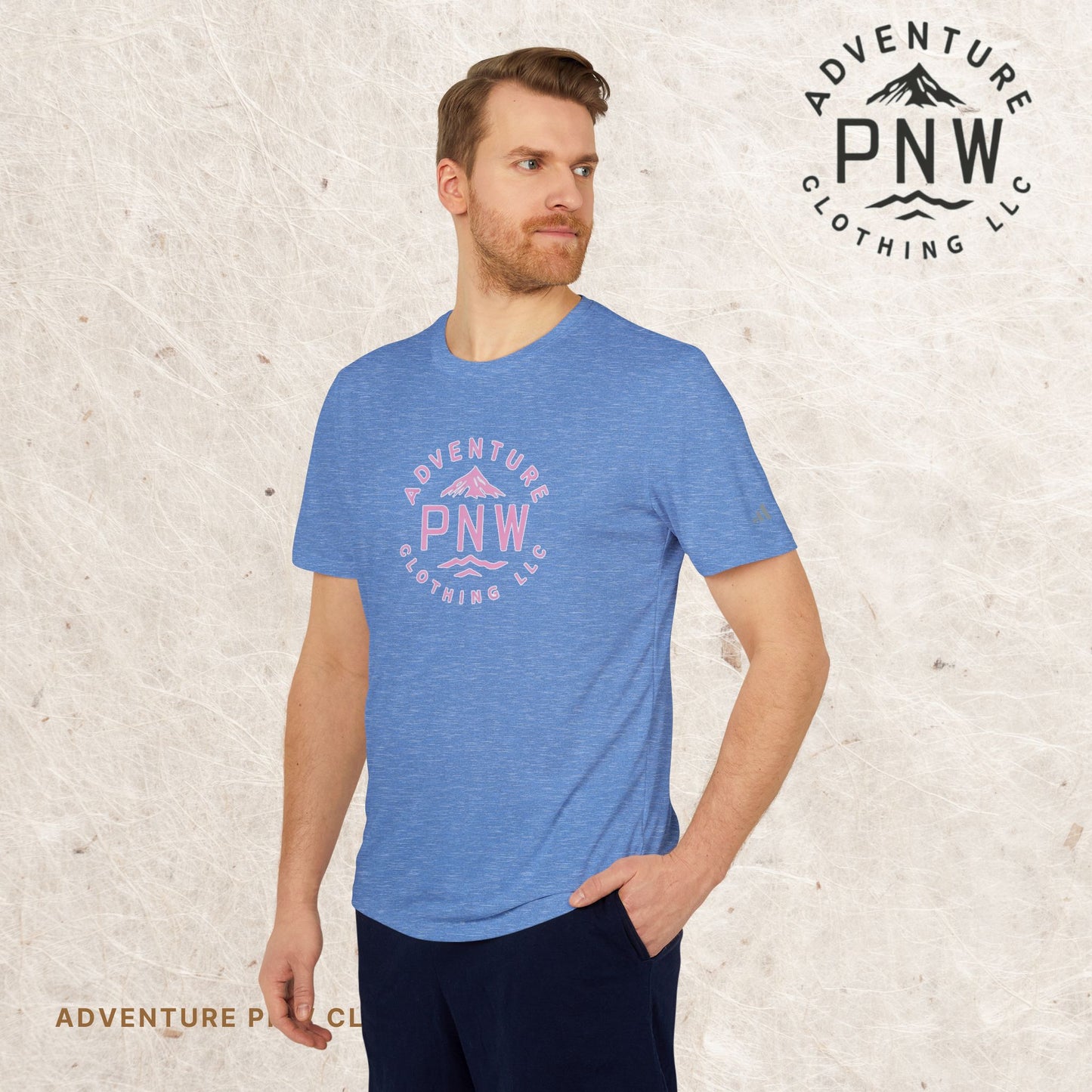 Adidas® Unisex PNW Pink Logo Sport T-Shirt | Premium Athletic Adventure Mountains