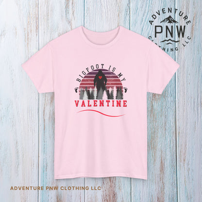 Bigfoot Is My Valentine Unisex Tee, Funny Cryptid Gift Shirt, V Day Tshirt, Valentines Day Gift