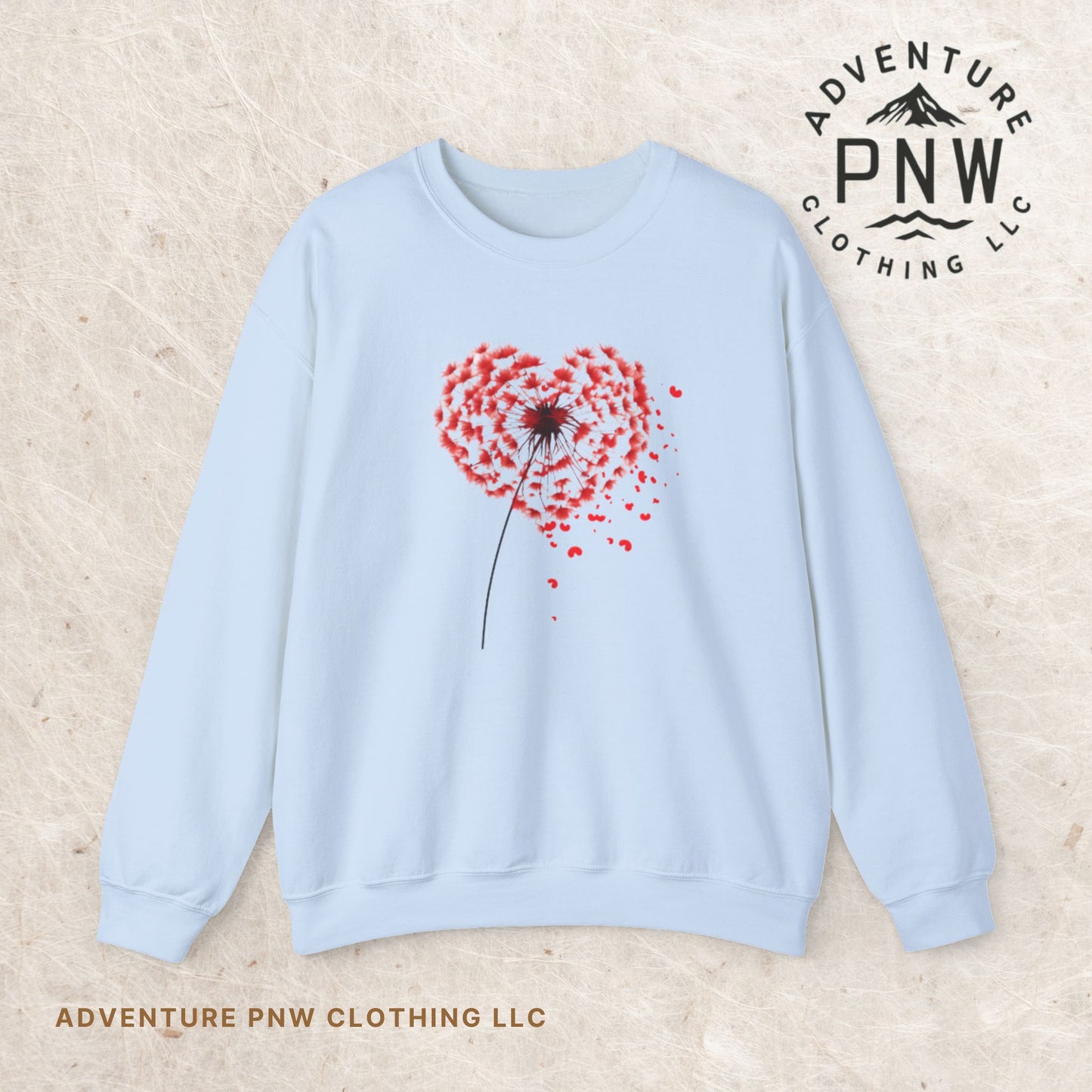 Adventure Dandelion Heart Valentine Sweatshirt – Unisex