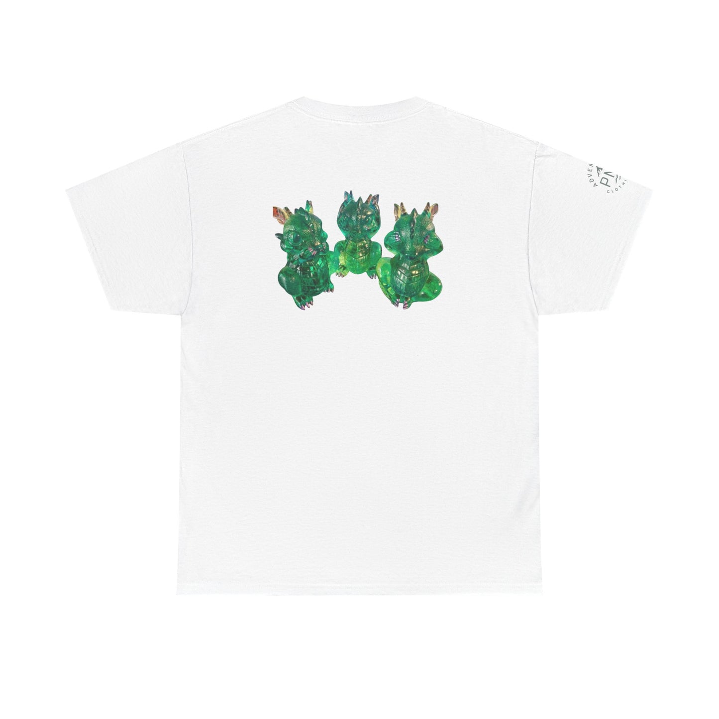 "Green speak/ hear/ see no evil dragons"