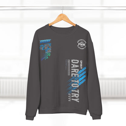 Outdoor Adventure Unisex Crew Neck Sweatshirt - Running Hiking PNW Athletic Pullover, Softstyle Apparel, Dare to Try, Adventure Clothing,