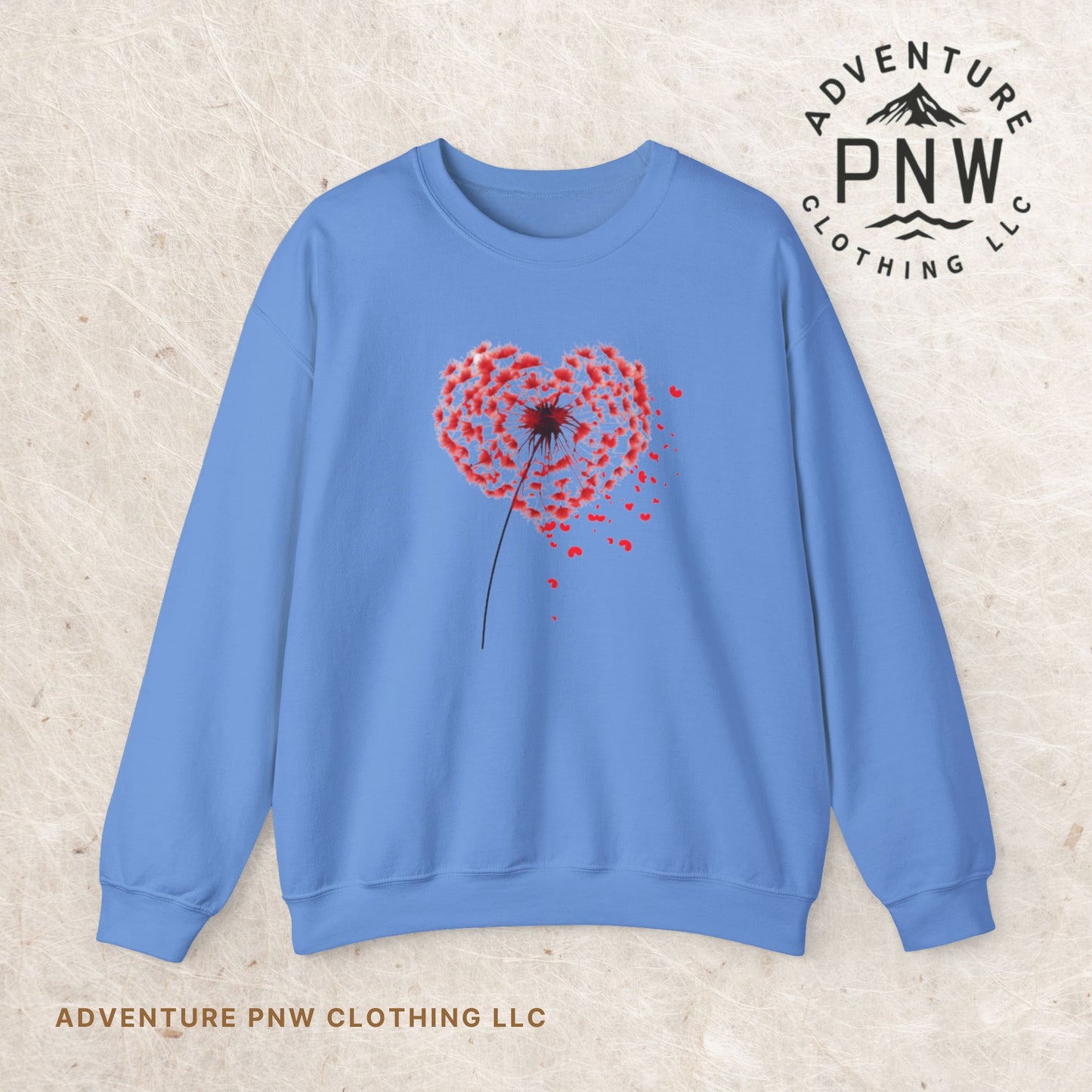Adventure Dandelion Heart Valentine Sweatshirt – Unisex