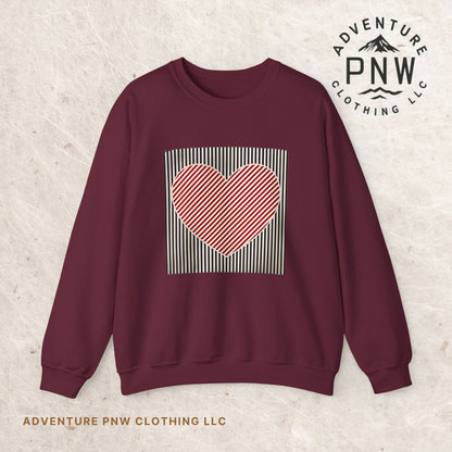 Retro Valentines Heart Sweatshirt, Cute Love, Womens Valentine, Teacher Mom Heart, Crewneck Sweatshirt, Gift for Her