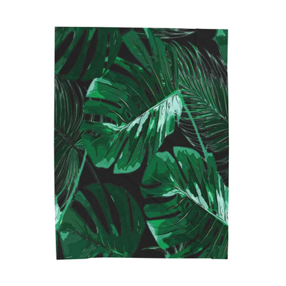 Velveteen Plush Blanket, Nature Leaves Plant Lover Gift, Cozy Home Decor Gift, Unique Botanical Throw Blanket, Greenery Bedspread