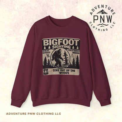 Bigfoot Sighting Retro Sweatshirt, Funny Sasquatch Crewneck, Ranger Warning Forest Attacks Vintage Jumper, Stay Out Woods Unisex Hoodie,