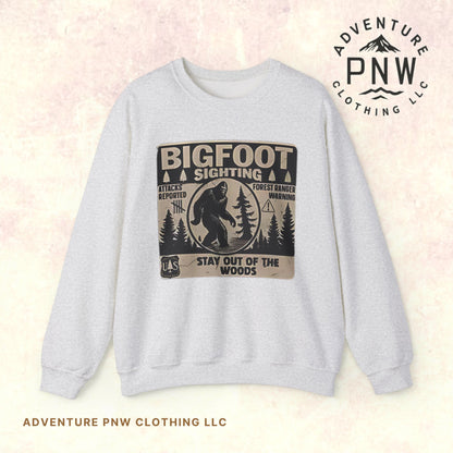 Bigfoot Sighting Retro Sweatshirt, Funny Sasquatch Crewneck, Ranger Warning Forest Attacks Vintage Jumper, Stay Out Woods Unisex Hoodie,