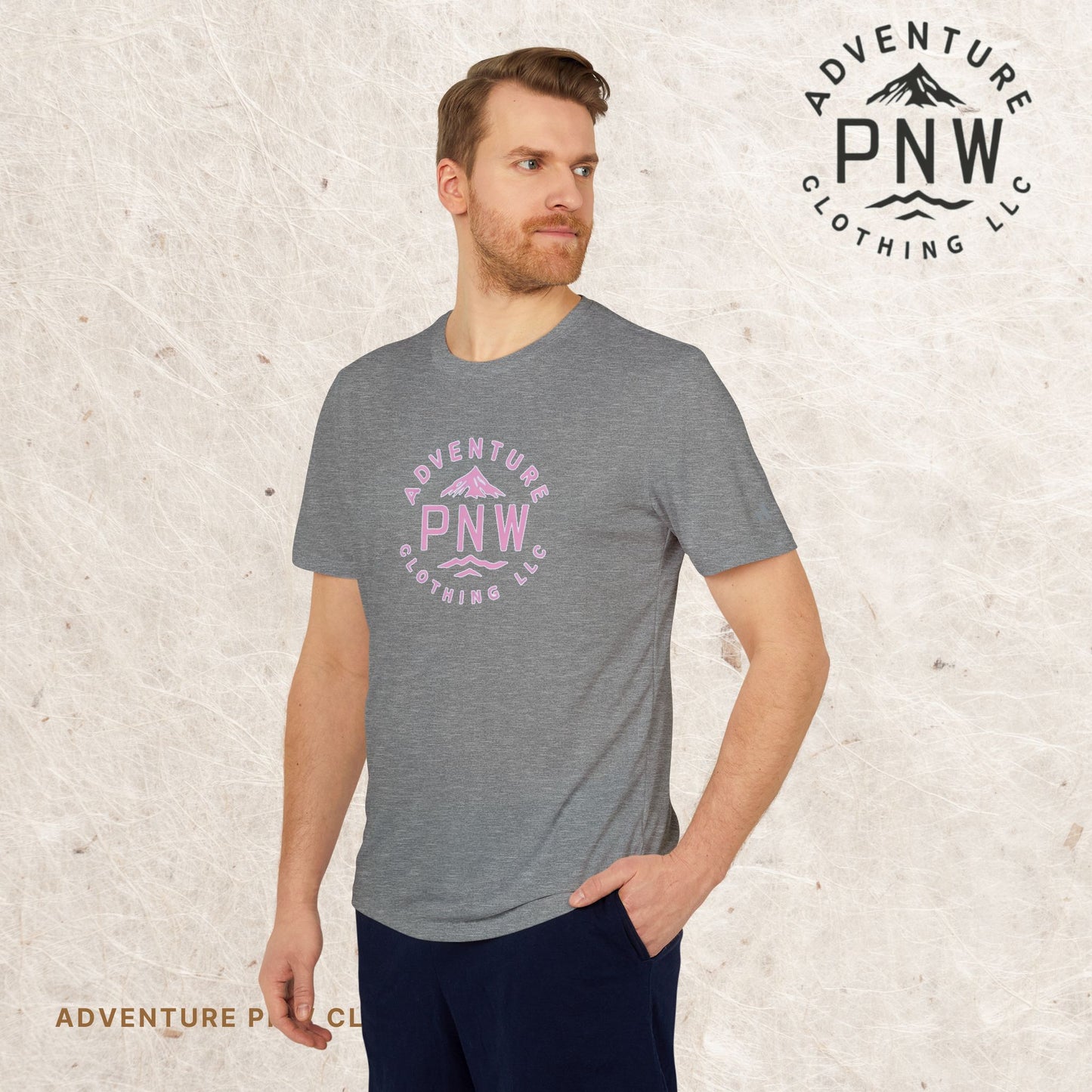 Adidas® Unisex PNW Pink Logo Sport T-Shirt | Premium Athletic Adventure Mountains