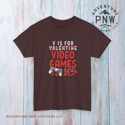 Funny Gamer Valentine Tee – Adventure V Is for Video Games