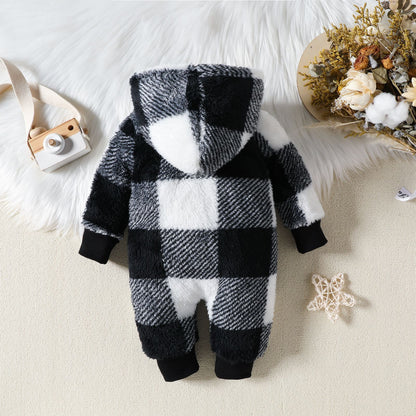 Baby Hooded One-Piece Jumpsuit | Thick Cotton for Autumn & Winter