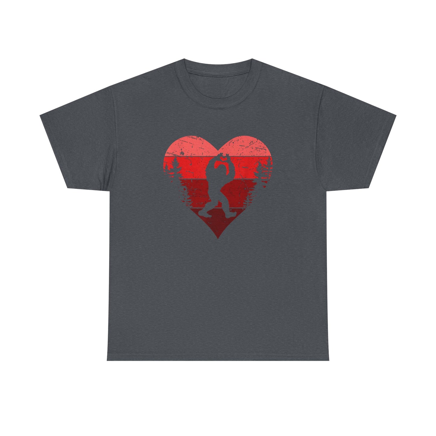 Retro Valentines Day Bigfoot T-Shirt, Sasquatch Love with Heart Hand Gesture, Funny Romantic Gift for Him or Her, Valentines Day Apparel,