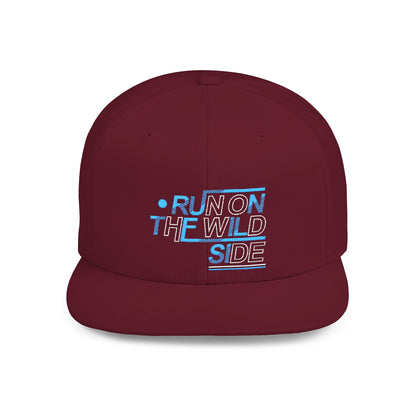 Run on the Wild Side Flat Bill Snapback Hat, Cool Unisex Cap for Outdoor Adventures, Trendy Hat for Summer Festivals, Great Gift for Nature