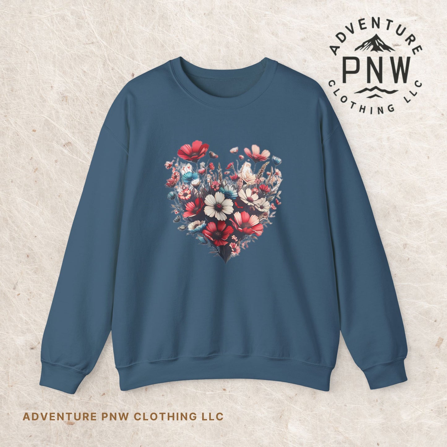 Heart Flowers Sweatshirt –Adventure Floral Nature Lover Gift