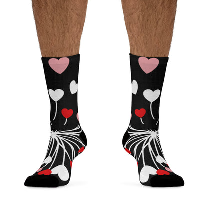 Valentine Day Dandelion Flower Gift, Heart Shirt, Boho Style, Romantic Dandelion Socks, Valentine's Gift for Her