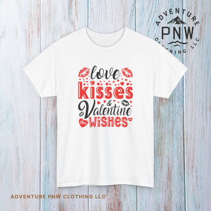 Love Kisses Valentine Tee –Adventure Unisex Graphic Shirt