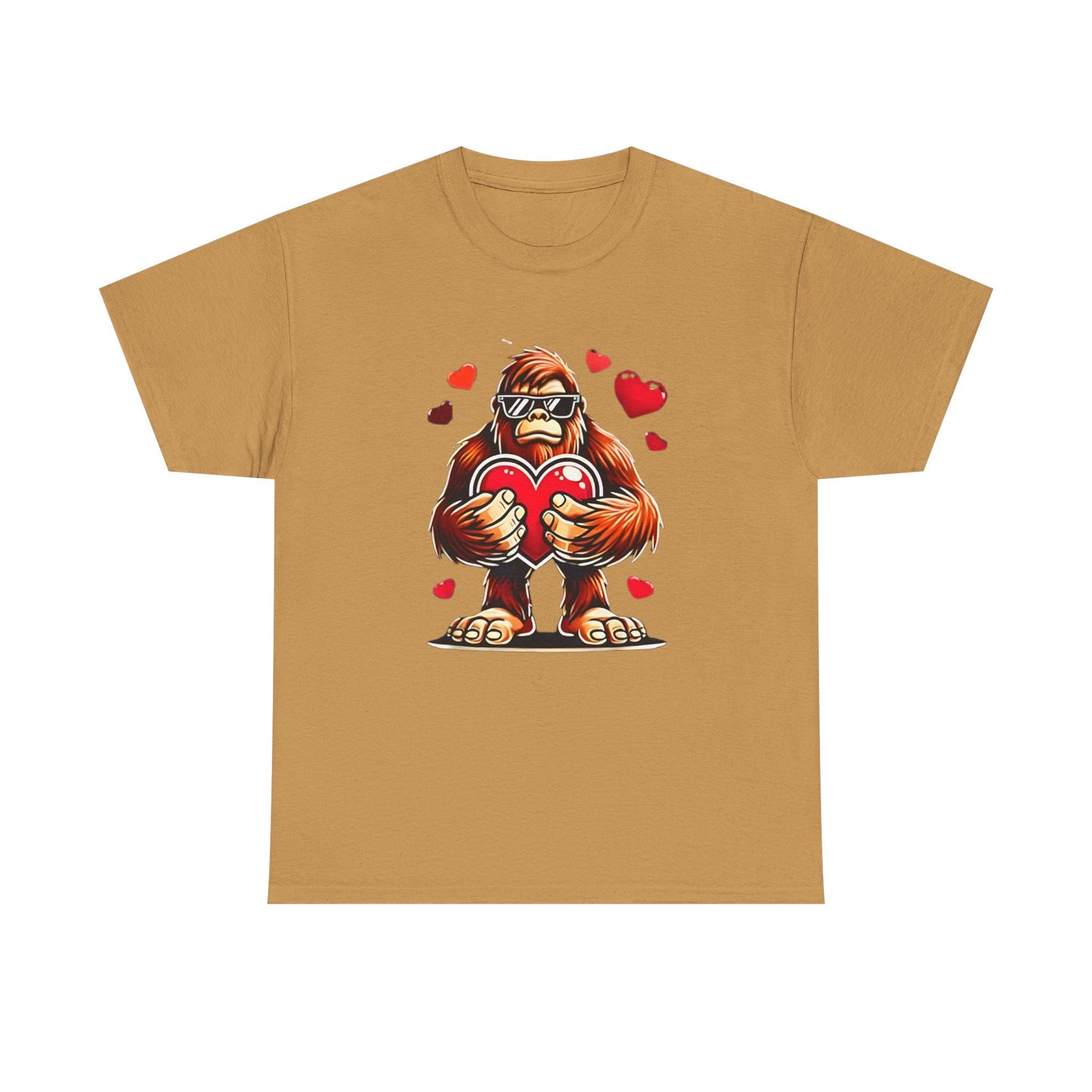 Bigfoot Heart Sunglasses T-Shirt, Funny Sasquatch Shirt, Valentines Day Tee, Unisex Cotton Top, Gift for Boys