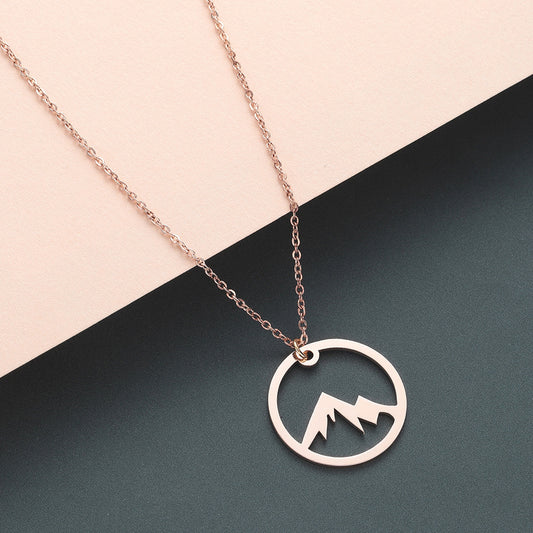 New Stainless Steel Mountain Pendant Clavicle Necklace