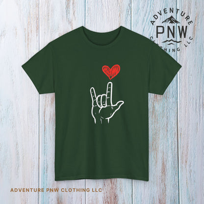 Valentines Day I Love You Hand Sign Heart Unisex T-Shirt, Gift for Him or Her, Valentines Tee, Love Gesture Graphic Tee, Romantic Shirt,