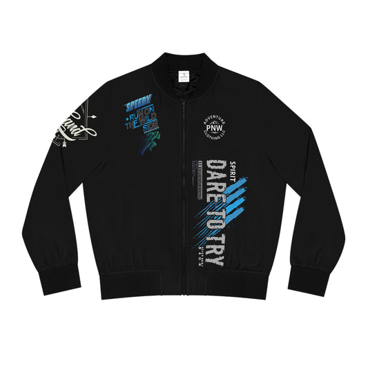 Active Womens Bomber Jacket, Dare to Try, Sporty Athletic Wear, Fitness Fashion, Comfortable Outerwear, Casual Sports Jacket