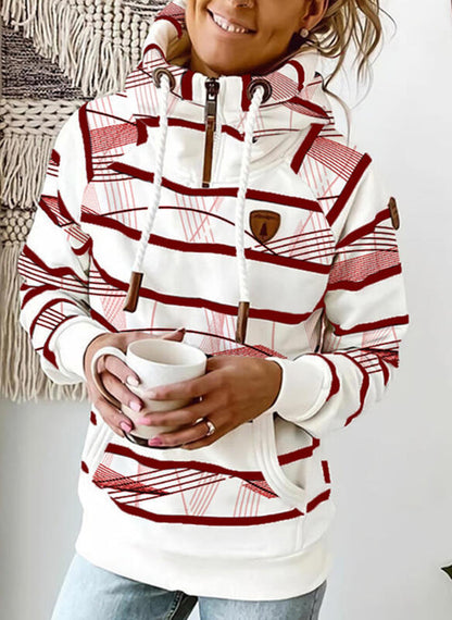 Striped Long Sleeve Hoodie Women's Fashion Slim Casual Sweater