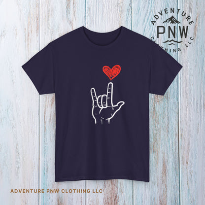 Valentines Day I Love You Hand Sign Heart Unisex T-Shirt, Gift for Him or Her, Valentines Tee, Love Gesture Graphic Tee, Romantic Shirt,