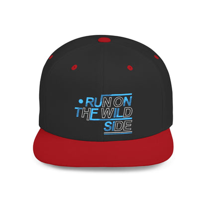 Run on the Wild Side Flat Bill Snapback Hat, Cool Unisex Cap for Outdoor Adventures, Trendy Hat for Summer Festivals, Great Gift for Nature