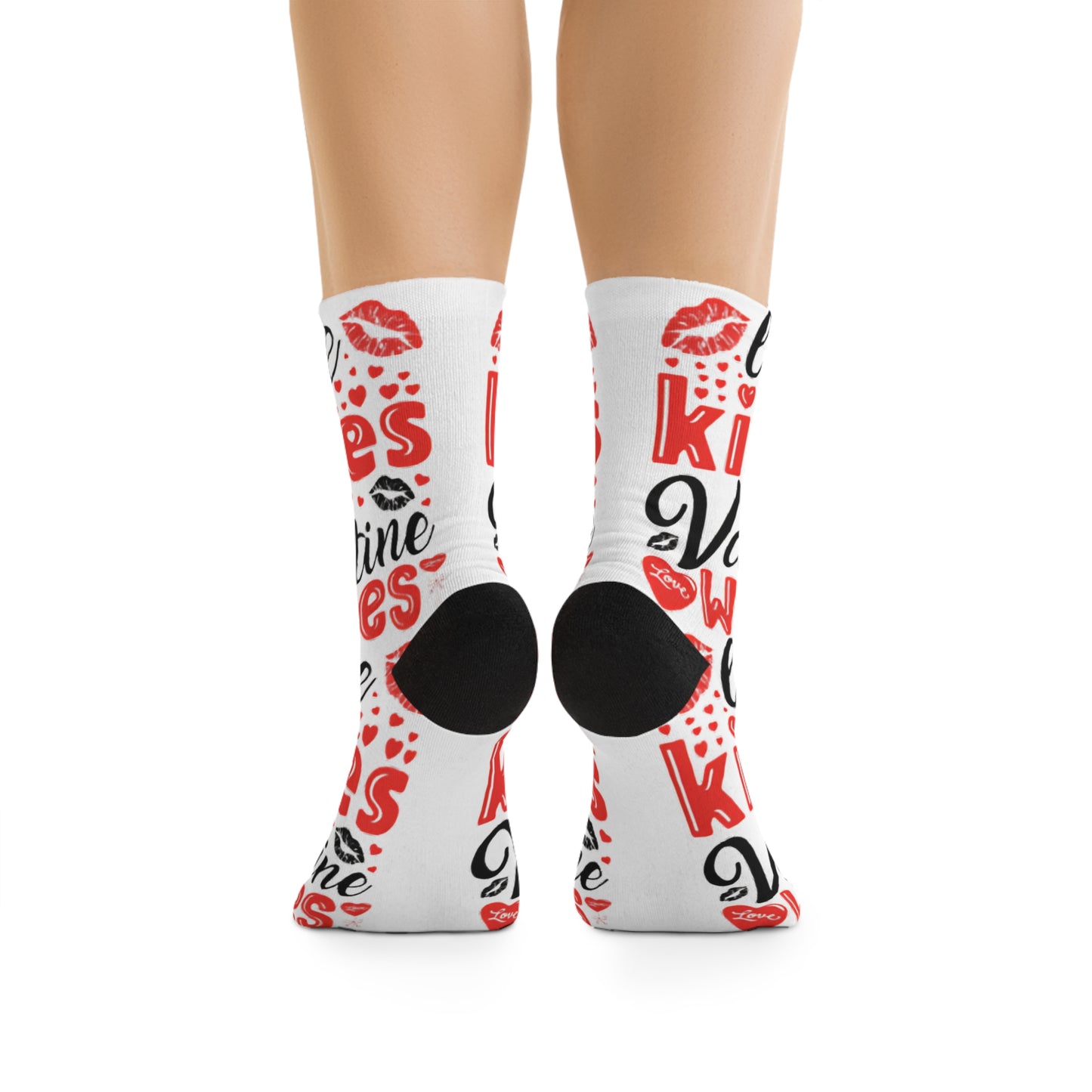 Love Kisses Valentines Wishes Socks, Unisex Valentines Day Socks, Romantic Gift for Him or Her, Fun Valentines Graphic Socks, V Day Socks