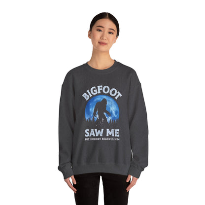 Funny Sasquatch Vintage Unisex Sweatshirt, Bigfoot Saw Me Shirt, Gift for Cryptid Lover, Yeti Graphic Pullover, Cryptozoology Crewneck