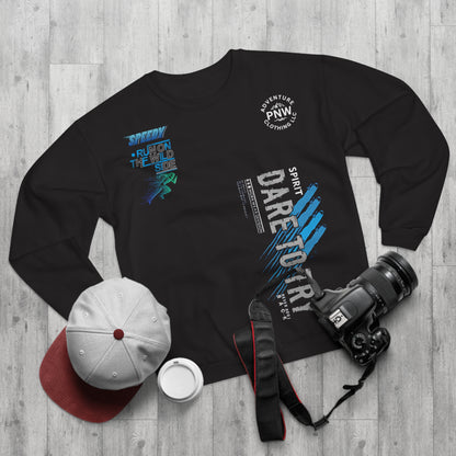 Outdoor Adventure Unisex Crew Neck Sweatshirt - Running Hiking PNW Athletic Pullover, Softstyle Apparel, Dare to Try, Adventure Clothing,