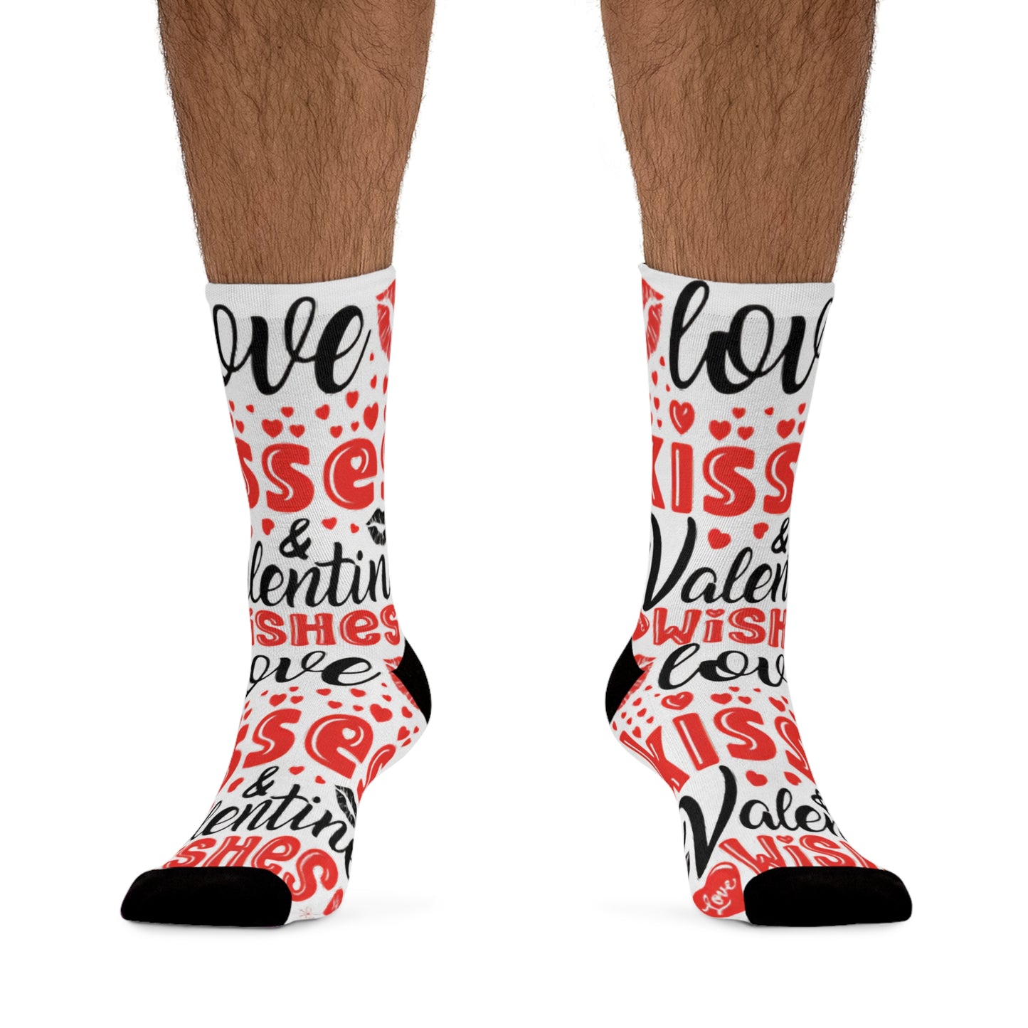 Love Kisses Valentines Wishes Socks, Unisex Valentines Day Socks, Romantic Gift for Him or Her, Fun Valentines Graphic Socks, V Day Socks