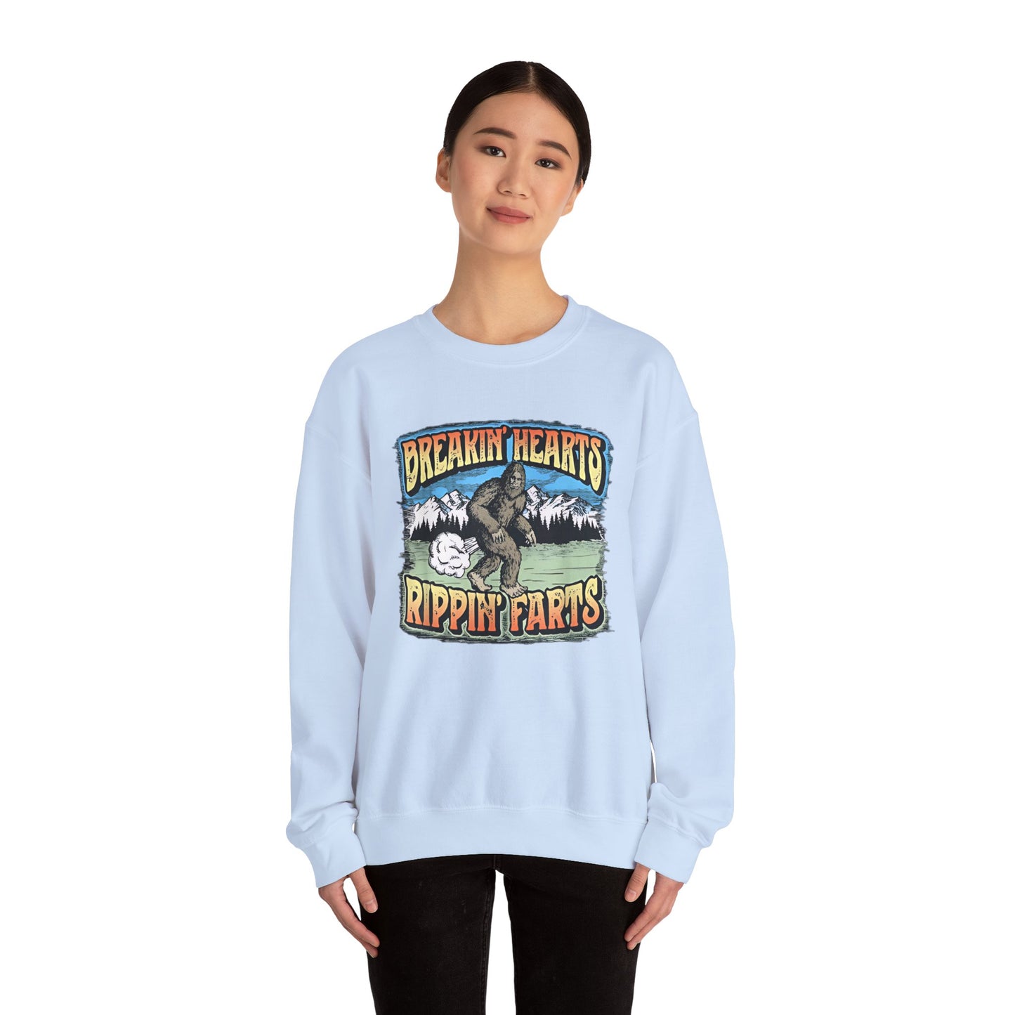 Adventure Breakin’ Hearts Rippin’ Farts Bigfoot 80s Sweatshirt
