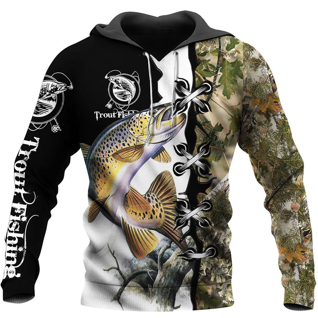 Fishing Enthusiasts Hoodie Digital Printing Outdoor Sports Loose Hoodie With Hood