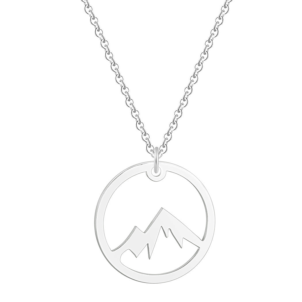 New Stainless Steel Mountain Pendant Clavicle Necklace