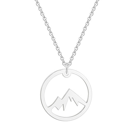 New Stainless Steel Mountain Pendant Clavicle Necklace