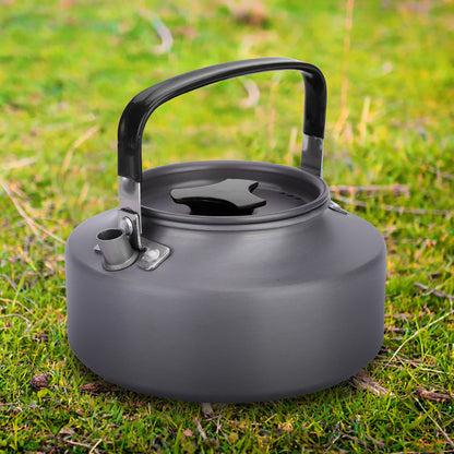 1.1L AluminumTeapot Coffee Tea Pot Kettle for Camping Hiking Kitchen Black Handle