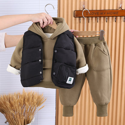 Boys' Fleece-Lined Three-Piece Winter Set | Trendy & Comfortable Baby Clothing