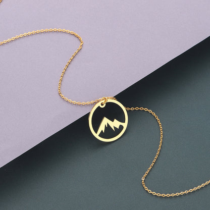 New Stainless Steel Mountain Pendant Clavicle Necklace