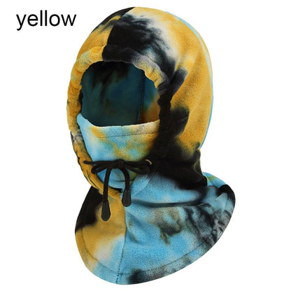 Thermal Hood Polar Fleece Tie-dye Face Mask Mountain Skiing Fleece Scarf