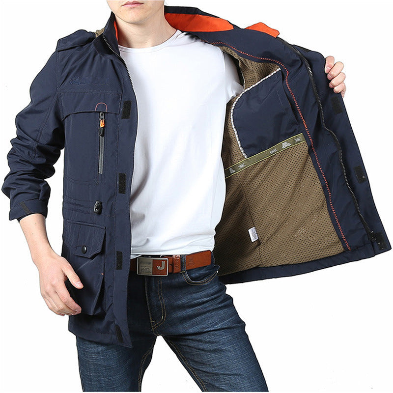 Men's Hooded Mid-Length Casual Jacket | Lightweight Outdoor Spring & Autumn Wear