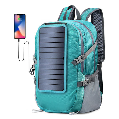 Solar Backpack Foldable Hiking Daypack With 5V Power Supply