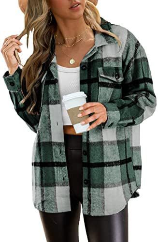 Women's Casual Button Long Sleeve Tops Shirt With Pocket