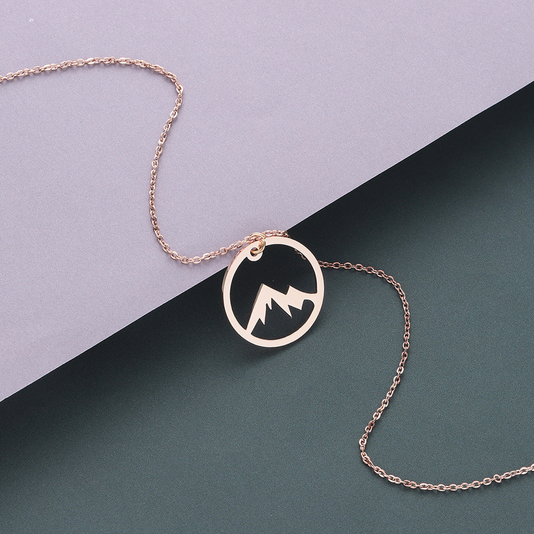 New Stainless Steel Mountain Pendant Clavicle Necklace