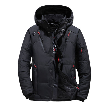 Winter White Duck Down Jacket | Detachable Collar, Casual Style