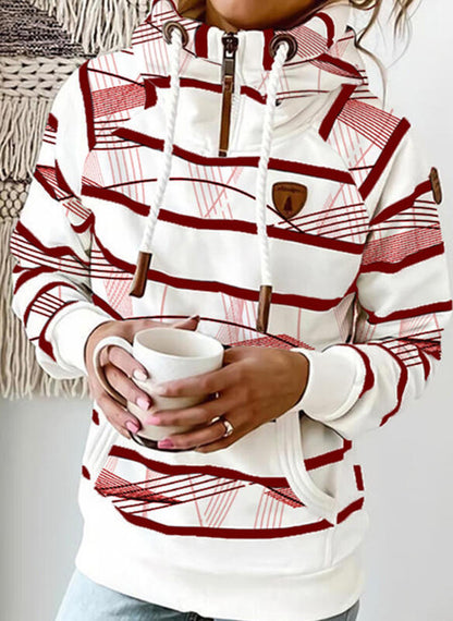 Striped Long Sleeve Hoodie Women's Fashion Slim Casual Sweater