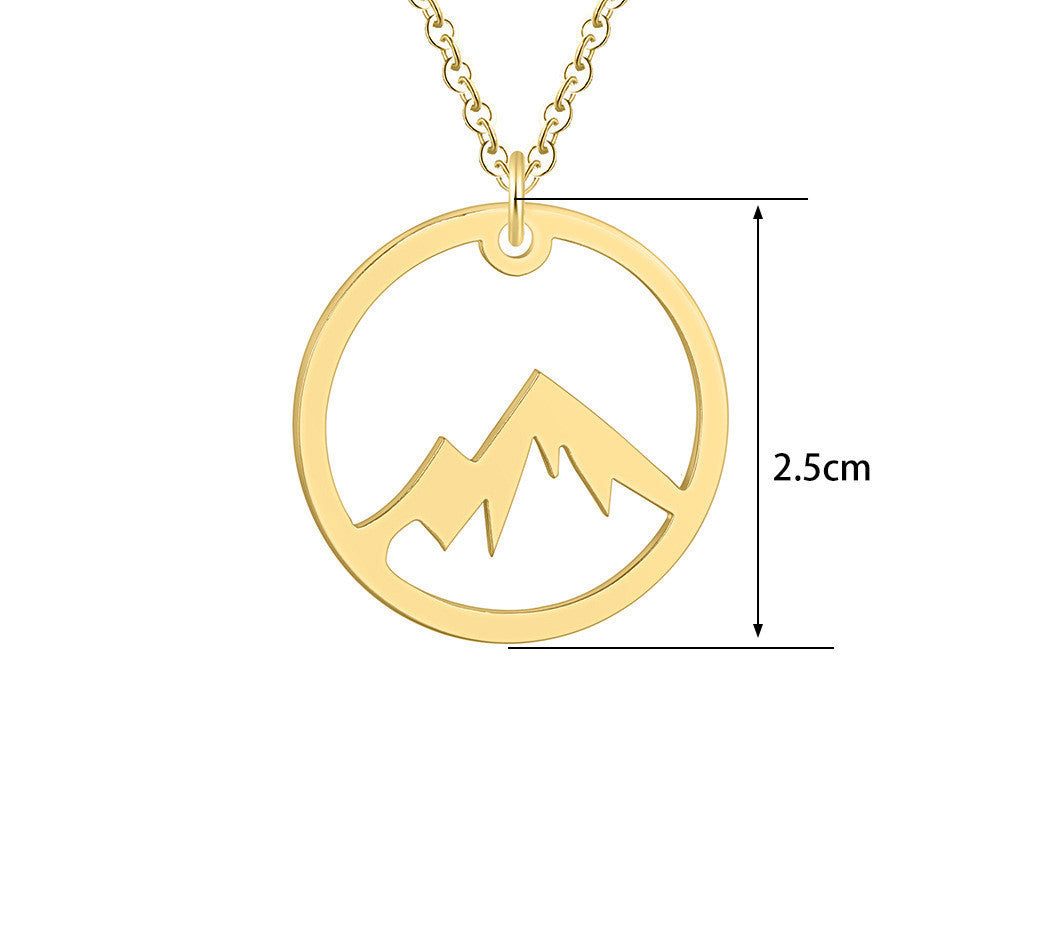 New Stainless Steel Mountain Pendant Clavicle Necklace