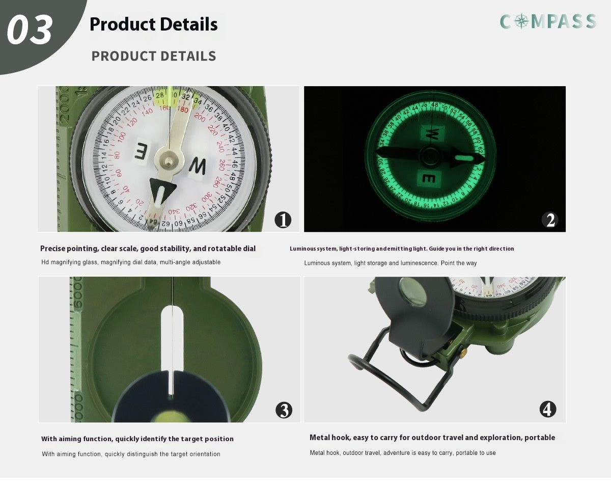 Multifunctional Compass Camping Cross-country Compass Geological Compass