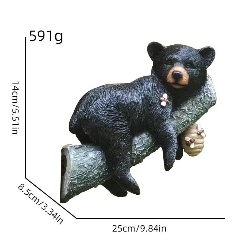 Hanging Tree Nap Black Bear Garden Decoration | Cartoon Animal Resin Figurine